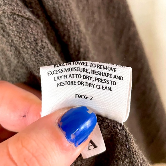 Eileen Fisher Brown 100% Wool Open Cardigan Sweater Sz L Neutral - Picture 4 of 5